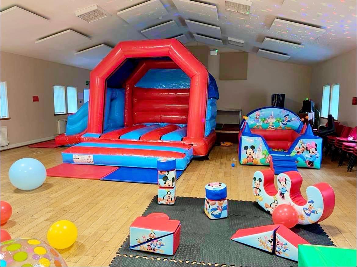 red and blue castle package